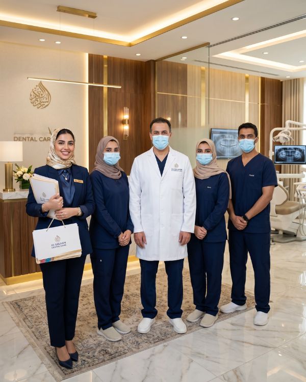 Dentist consulting a patient in a professional dental office